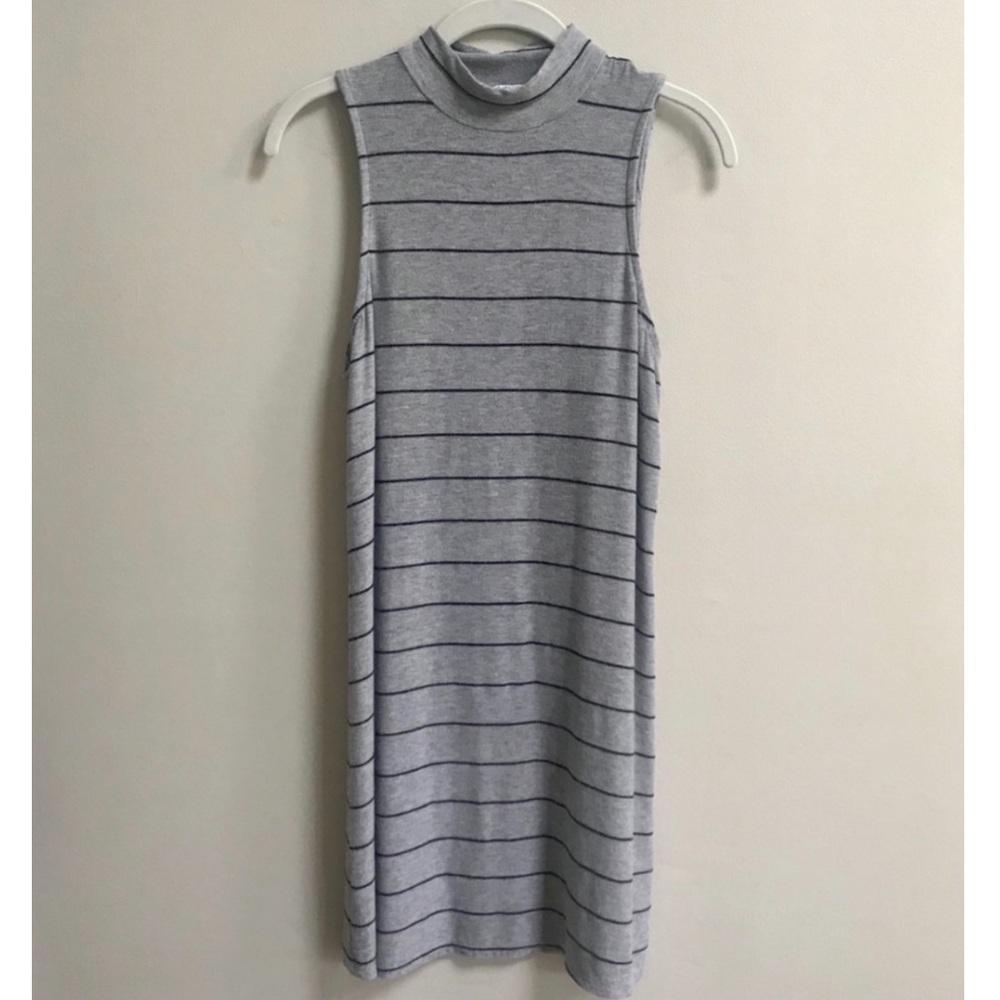 Splendid Grey Mock Turtleneck Sleeveless Striped Dress Size XS